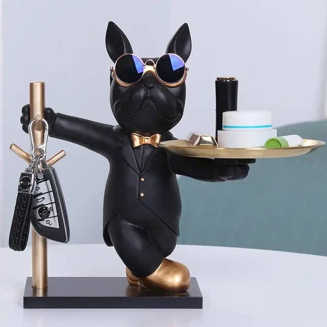 BlakOutlet – wholesale Sculpture – French Bulldog Sculpture Dog Statue with Tray6