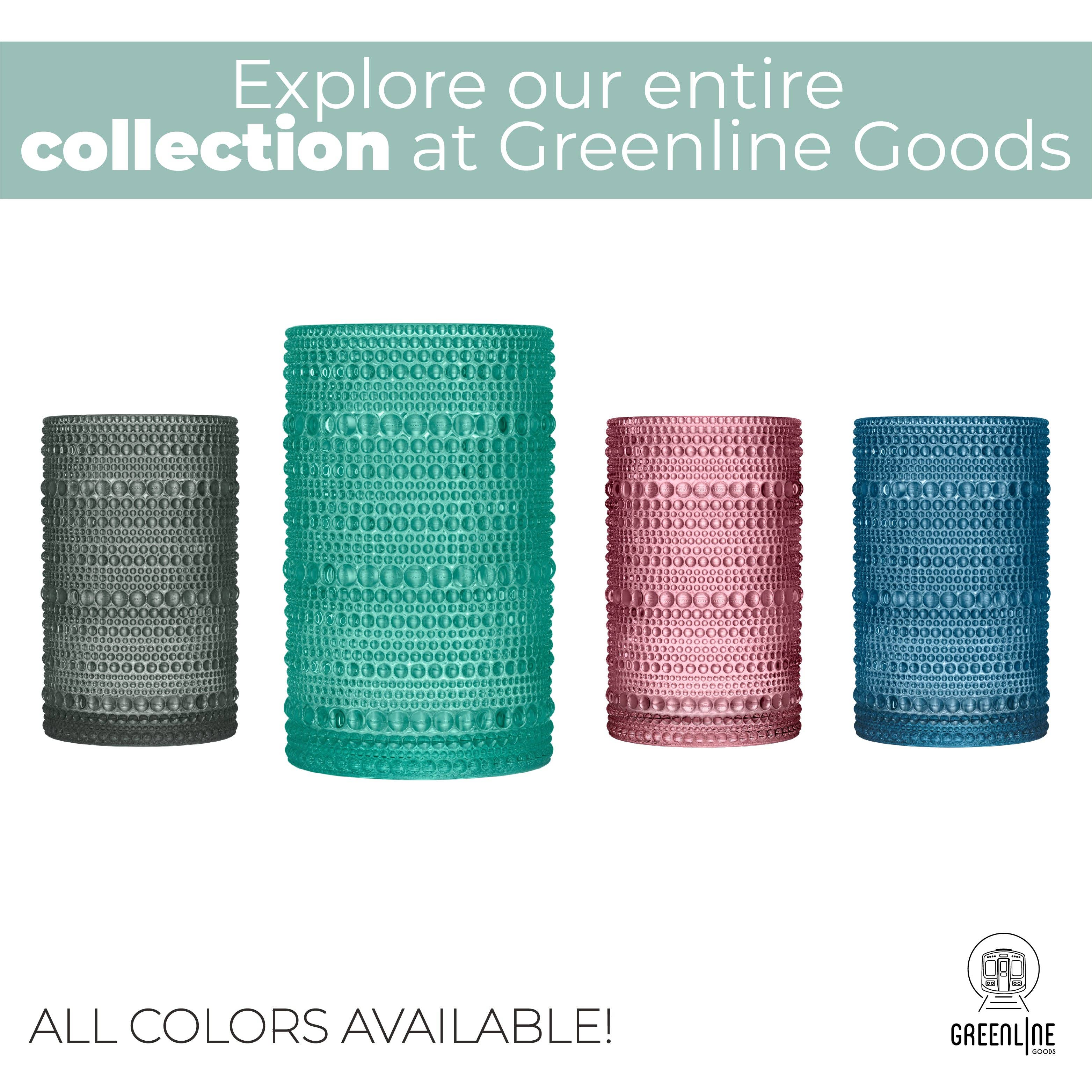 Greenline Goods - Wholesale Drinking Glass/Cup - Hobnail Drinking Glasses - Green 14 oz ( Set of 4 )6