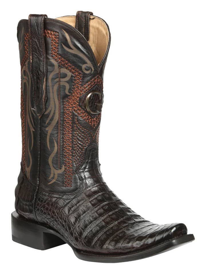 El General Heren Exotische Caiman Buik Cowboylaarzen Bruin Mod. 45519 voor wholesale door Conejo Western Wear