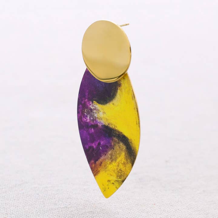 Ovale Hanger Oorbellen van Staal met Tekening voor wholesale door Sonata