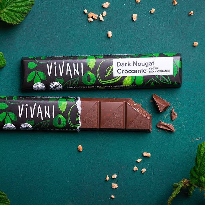 Brand Organic - Wholesale Chocolate bar - Vivani Dark Nougat Croccante 35g Chocolate Bar Organic1