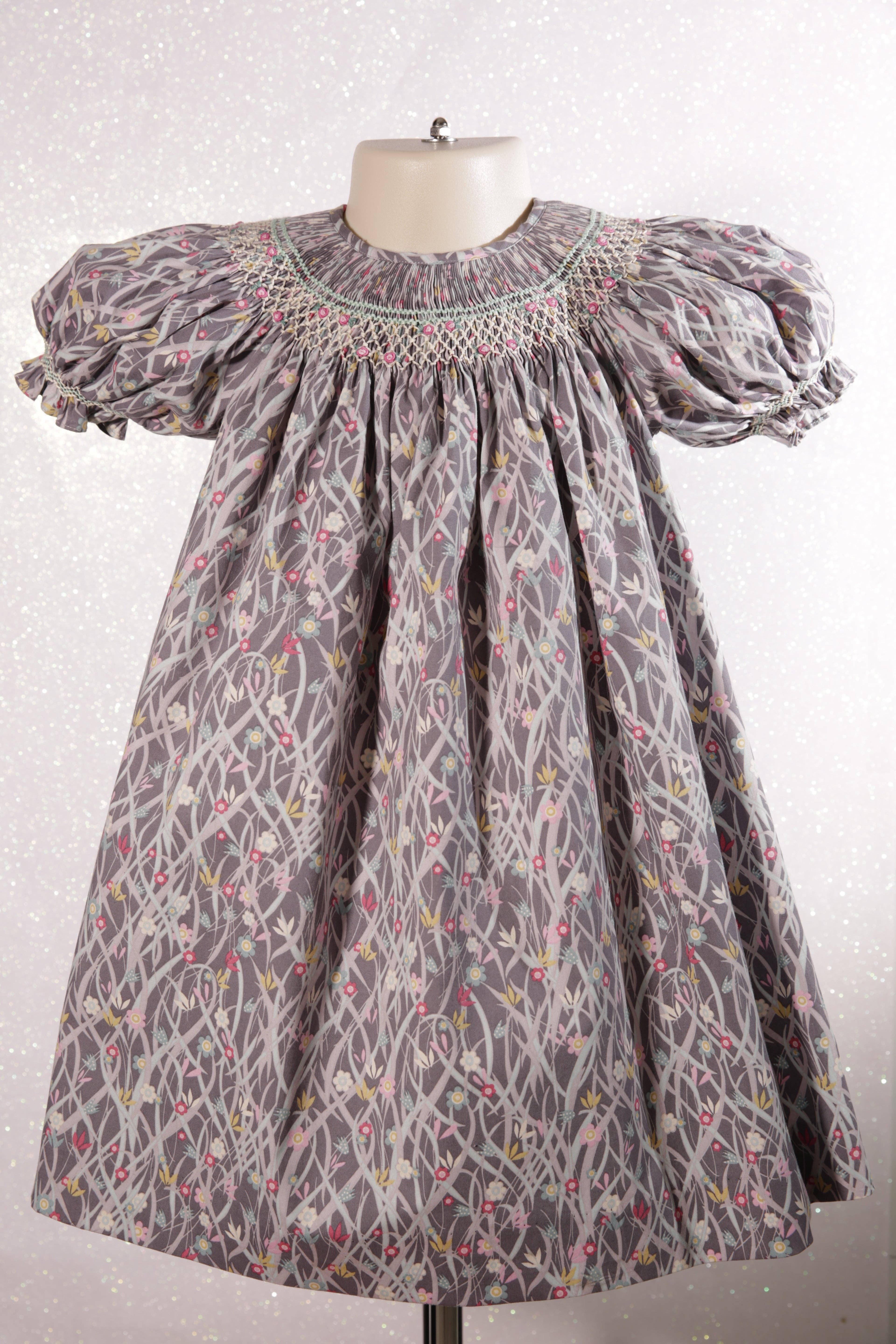 Hello Bebes! - Wholesale Dress - Kids - Modern print Geo Smocked Short Sleeve Bishop Dress1