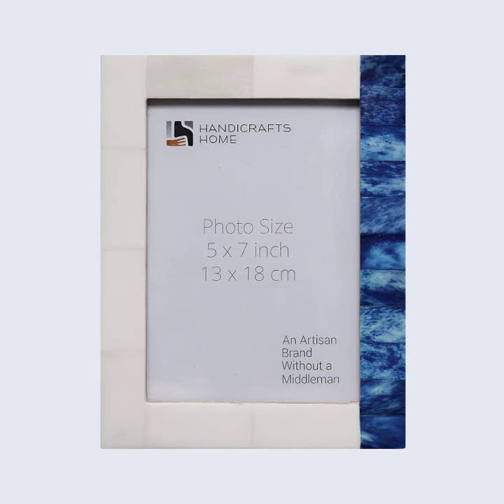 Plain White & Blue Bone Inlay Picture Frame - Blue White for wholesale by Muqeem & Brothers