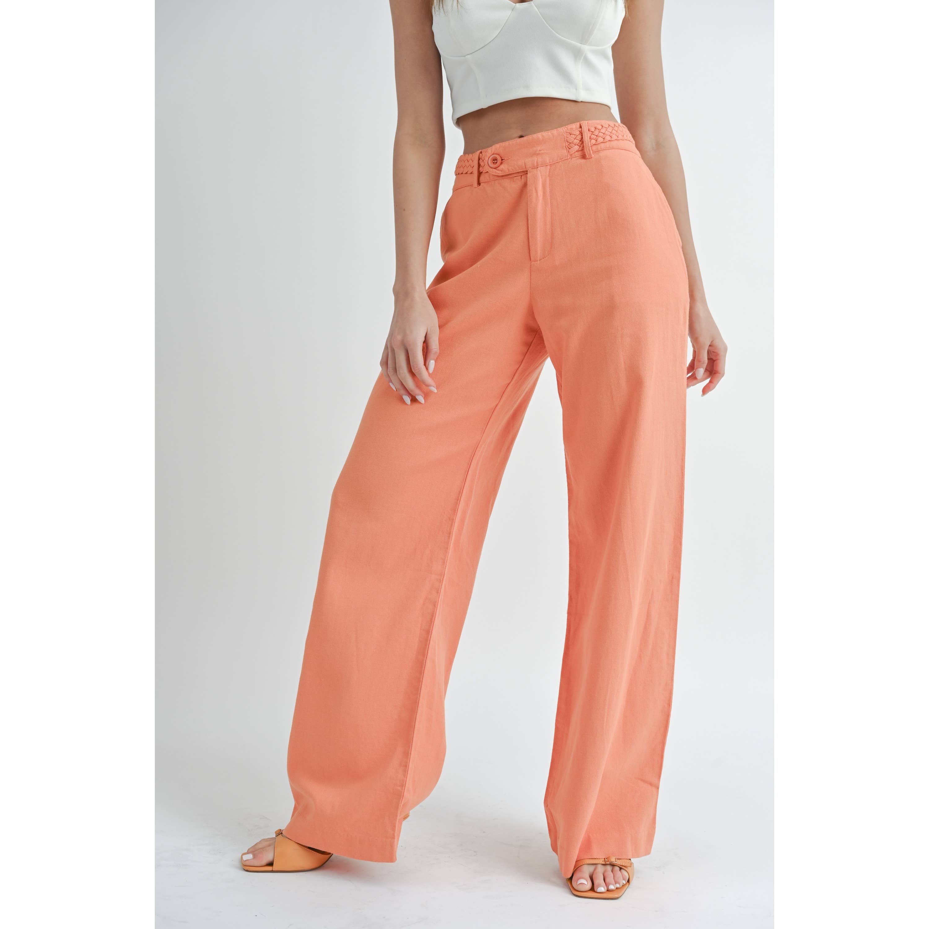 Peace Love Line – Großhandel Hose – Damen – PL1807 - LANGE LEINENHOSE MIT TASCHEN16