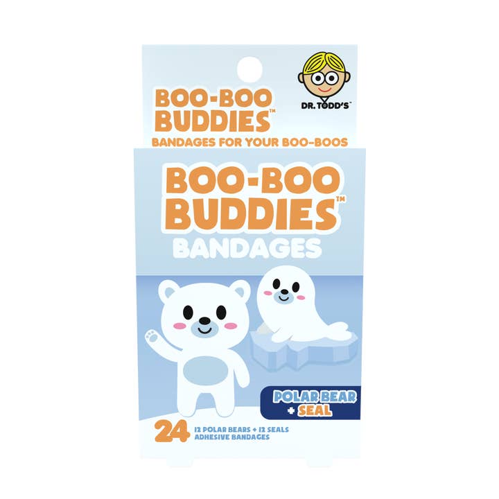 Kids Bandages – Polar Bear + Seal (24 Count, Latex-Free) for wholesale by Boo Boo Buddies