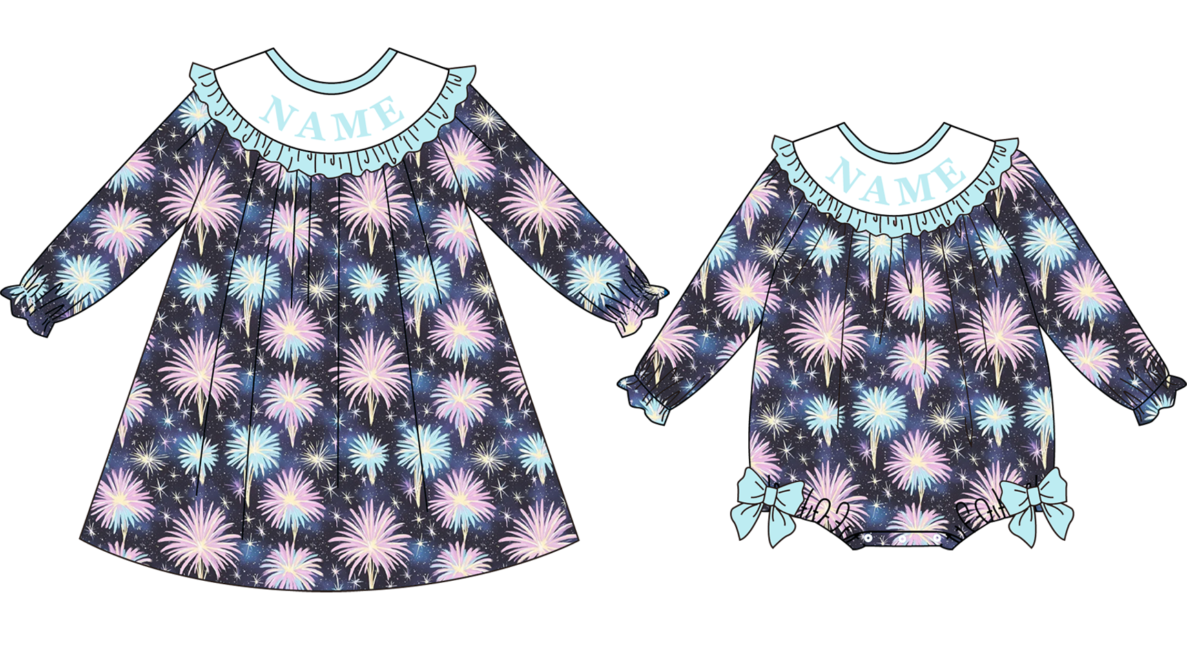 Auraquise - Vente Ensemble de vêtements – bébé - Tenues brodées pour enfants avec feux d'artifice et nom personnalisé pour le Nouvel An 2026.2