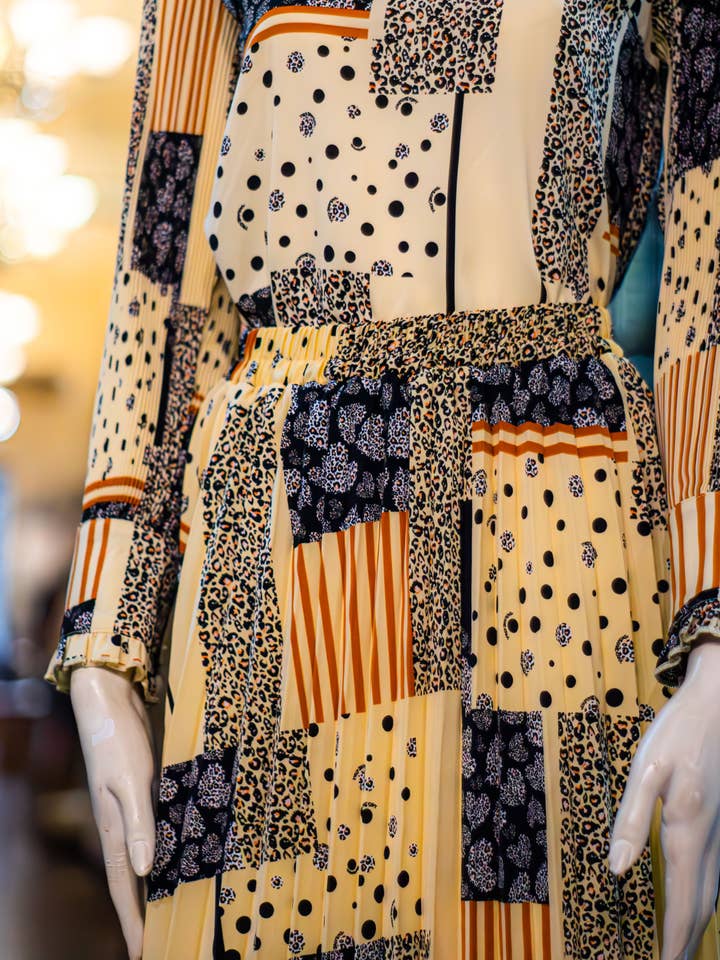 Abstract Print Two Piece Midi Dress Set for wholesale by Miss Finch NYC