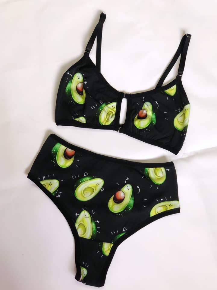 lingerie set cotton avocado print for wholesale by DaLingerie