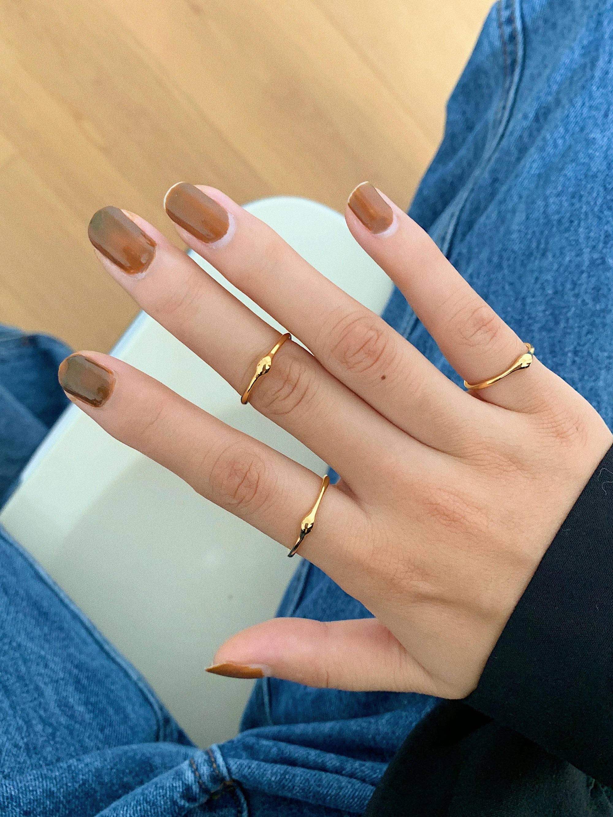 Rowena 18K Gold Non-Tarnish Minimalist Band Rings for wholesale on Faire2