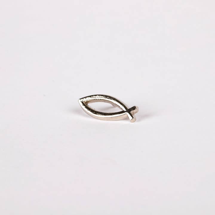 Lapel Pin Open Fish Silver - Pack of 6 for wholesale by Swanson Christian Products