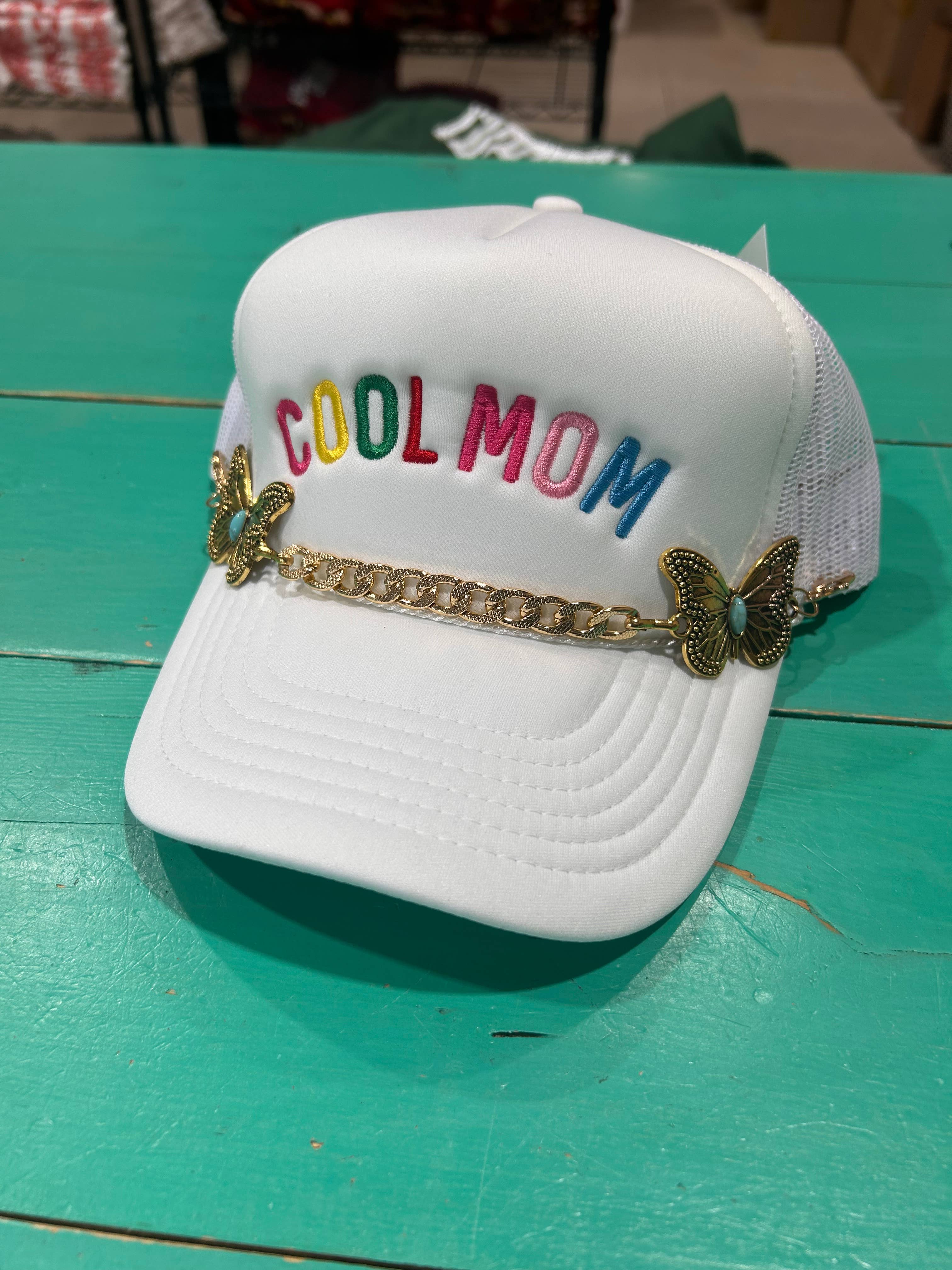 Vibes Hat Company - Wholesale Hat Accessory - Women's - Turquoise & Embossed Gold  Butterfly Trucker Hat Chain | Cap4