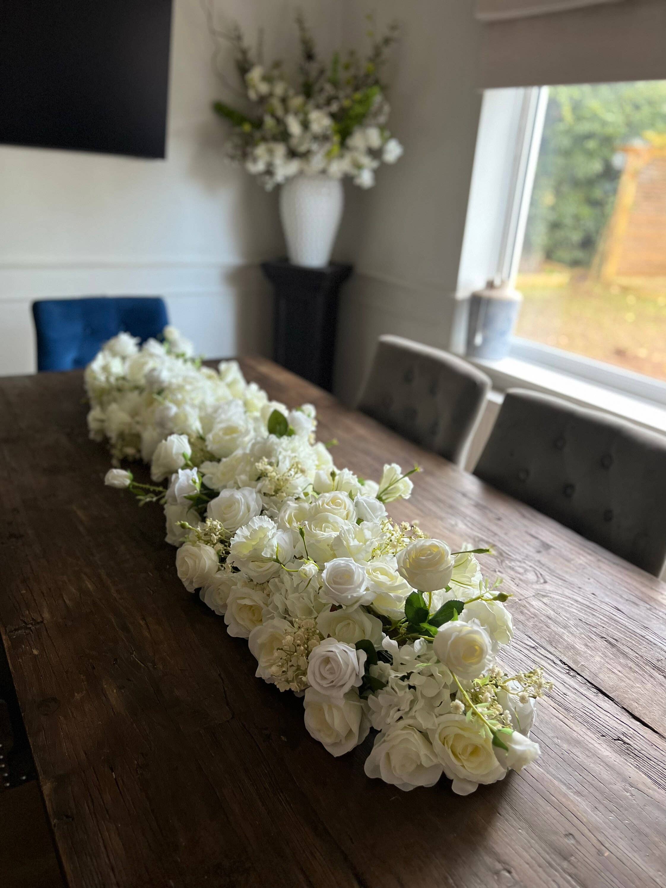 IVY CRUZ - Wholesale Bunting/Garland - Table Flower Garland, Bridal Table Garland, White Flower3