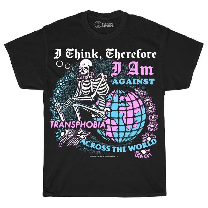 T-shirt « I Think Therefore I Am », noir pour la vente par Boss Dog
