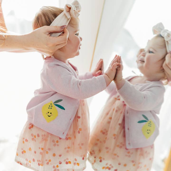 Cárdigan de Punto Bordado para Bebé Happy Lemons (Orgánico) para venta al por mayor de Viverano Organics