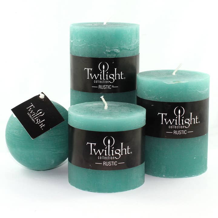 Twilight Collection - Wholesale Pillar Candle - Turquoise Rustic Pillar Candles | 3 Inch