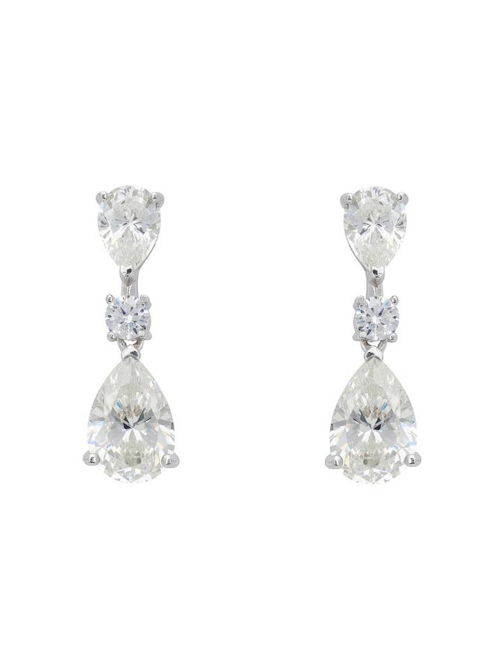 Pendientes de Gota de Moissanita Clotilde Plata para venta al por mayor de Latelita