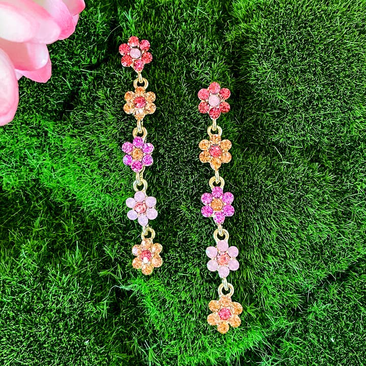 Rhinestone Flower Drops for wholesale by Golden Rae Wholesale