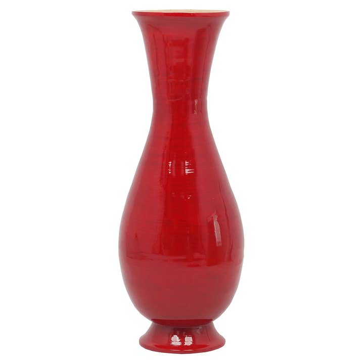 Quickway Imports - Vente Vases - Grand vase de sol décoratif moderne : bambou naturel fait main
