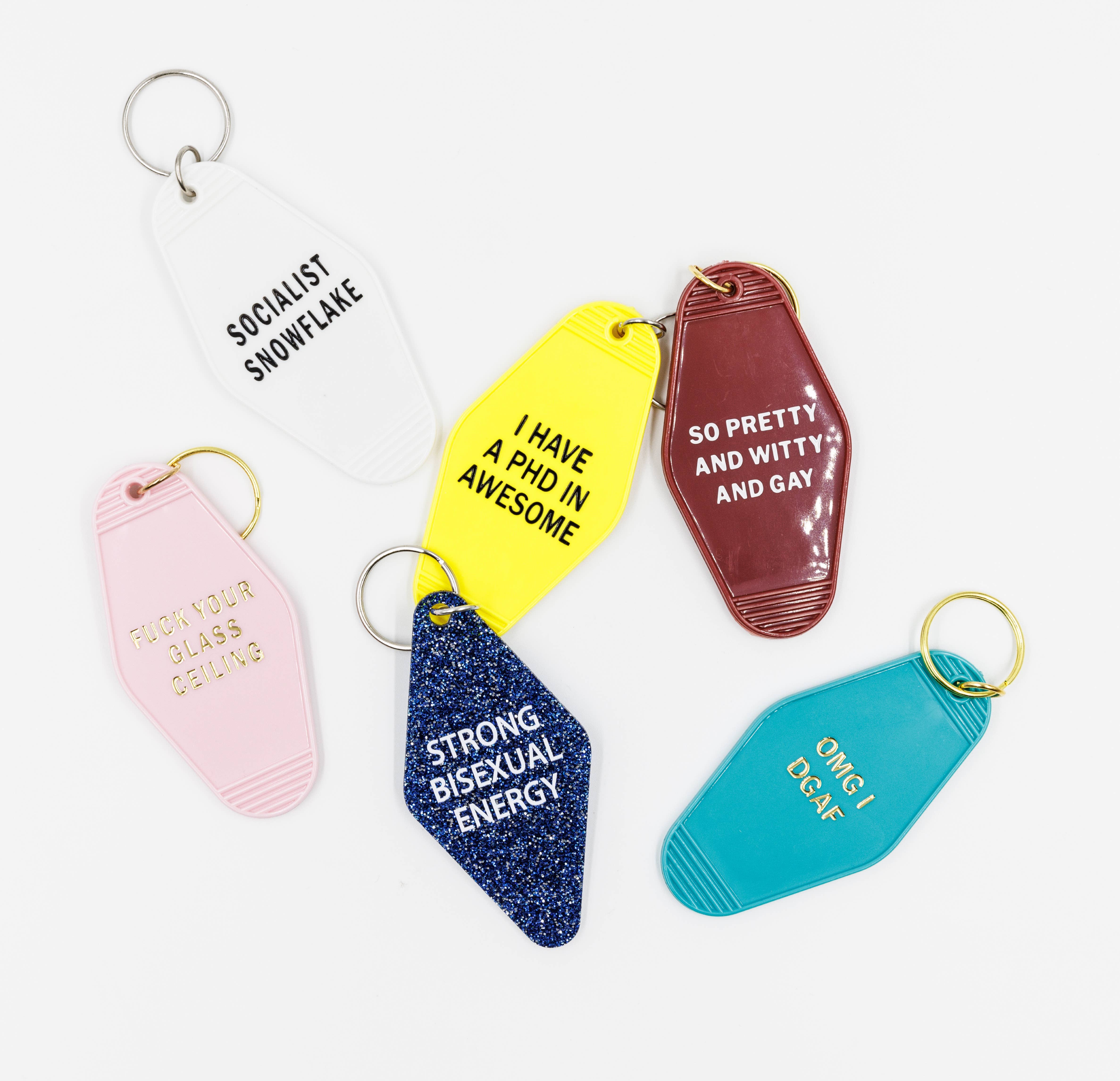 GetBullish - Wholesale Keychain - Women's - I Have a PhD in Awesome Yellow Motel Style Keychain5