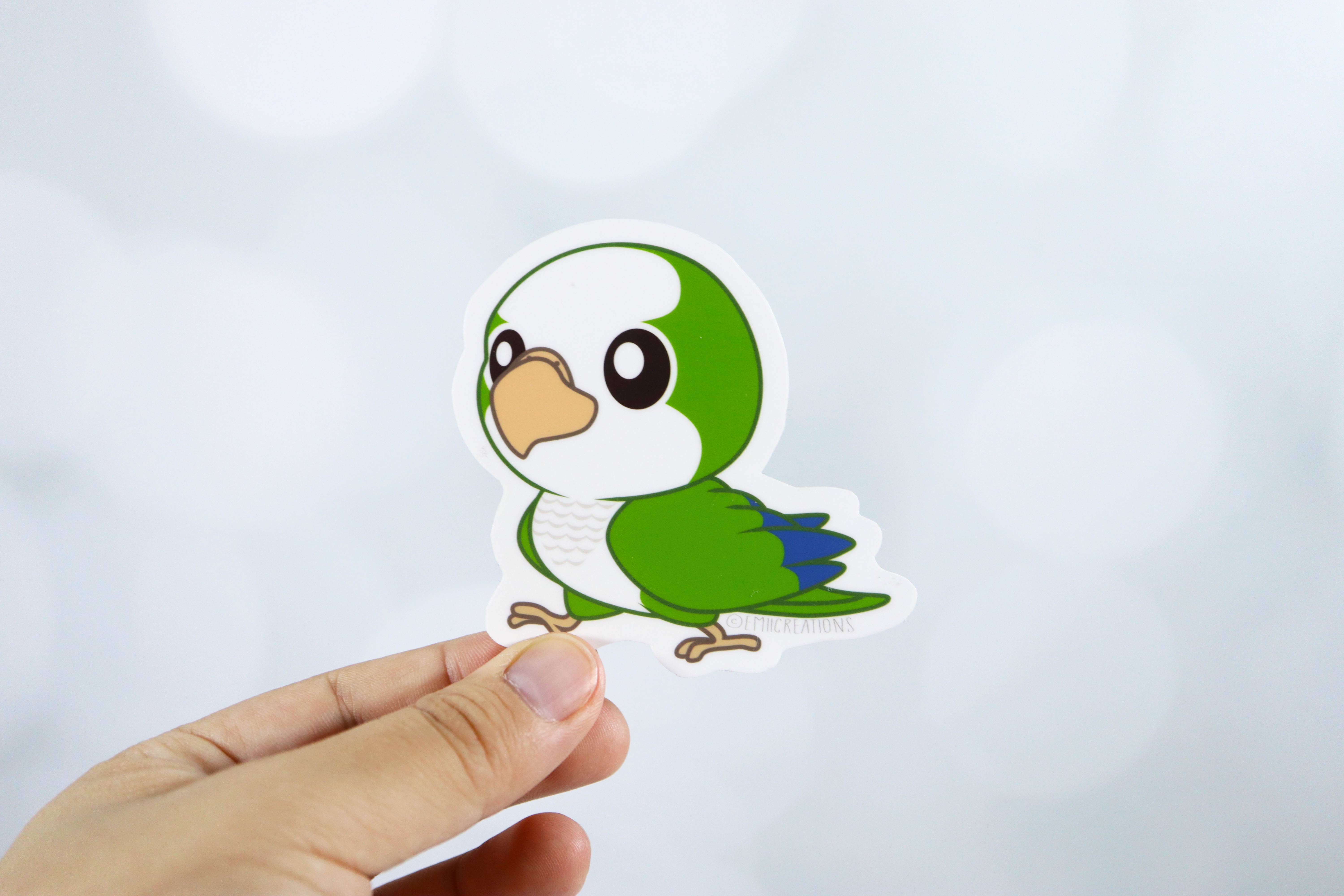 Emii Creations - Wholesale Sticker - Green Quaker Parrot Bird Vinyl Sticker1