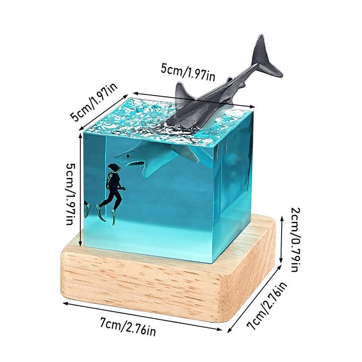 giftland - Wholesale Desk Light - Kids - Epoxy Resin Shark Night Lamp with Wooden Base2