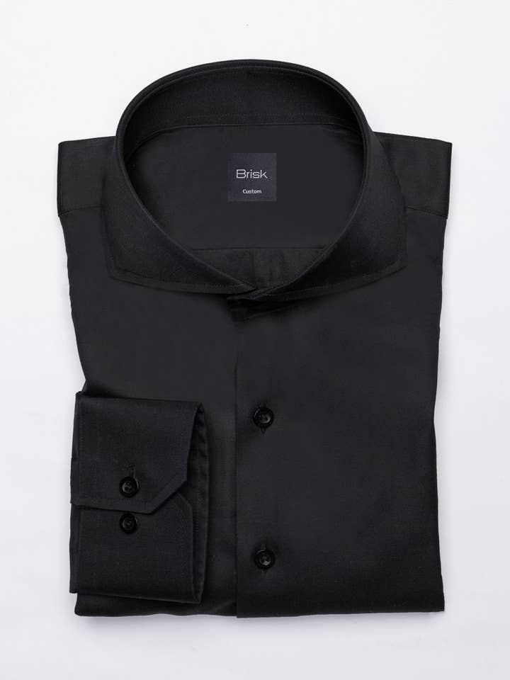 Jet Black Twill Shirt - Cutaway Extreme Collar for wholesale by BRISK