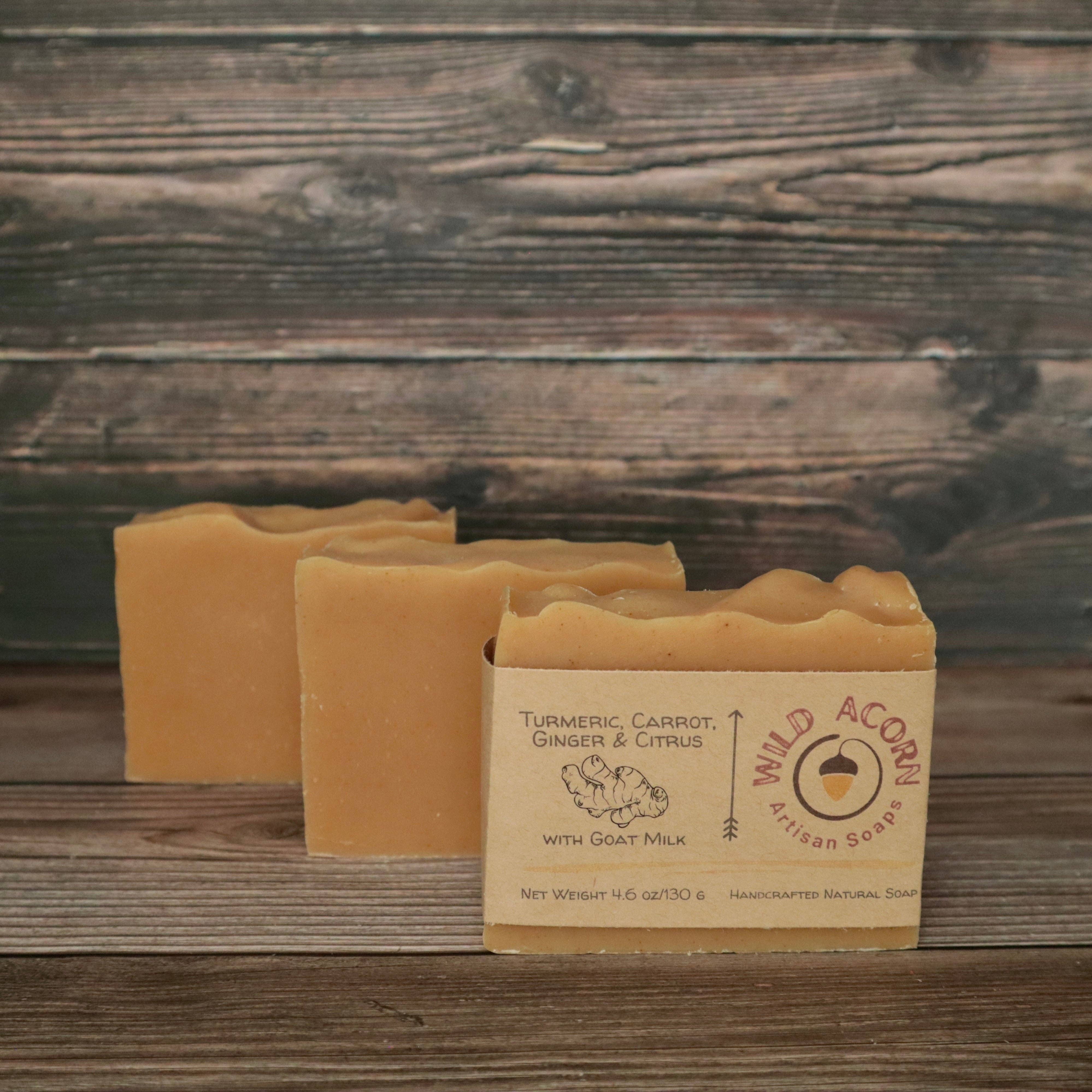 Wild Acorn Artisan Soaps LLC - Wholesale Bar Soap - Turmeric, Carrot, Ginger & Citrus Soap with Goat Milk3