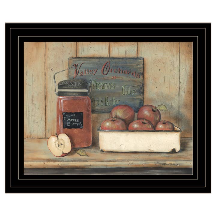 « Apple Butter » de Pam Britton, impression encadrée, cadre noir pour la vente par Trendy Decor 4U