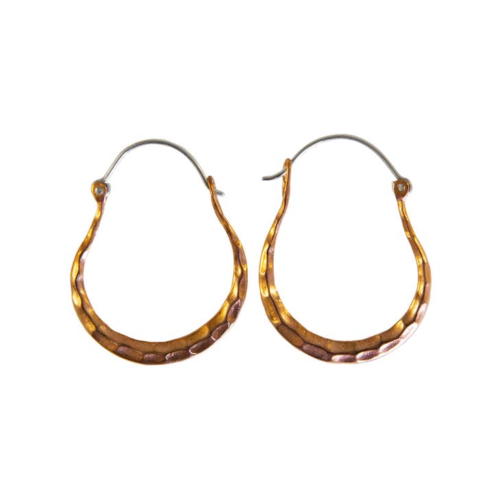 Hammered Horseshoe Earrings ~ Copper & sterling silver wires for wholesale by Ajmer by Jodi