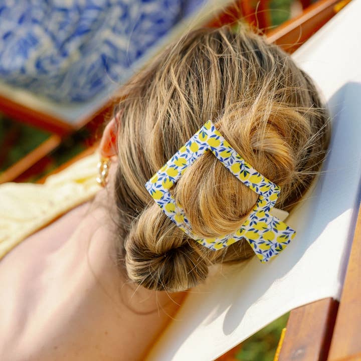 TELETIES - Wholesale Hair Clip - Women's - Flat Square Hair Clip | Large | Limoncello
