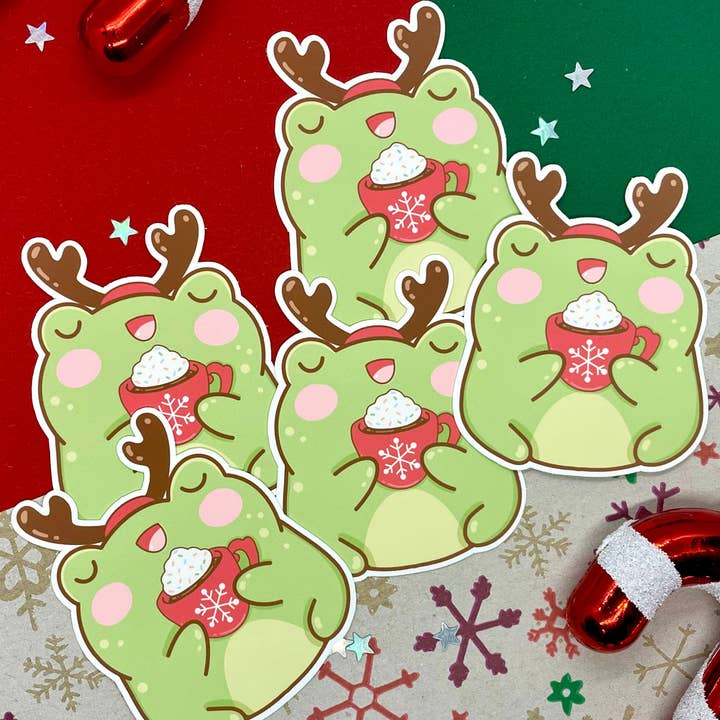 Hot Choco Frog Sticker | Laptop Sticker | Vinyl Sticker for wholesale by BubblesArtCraft