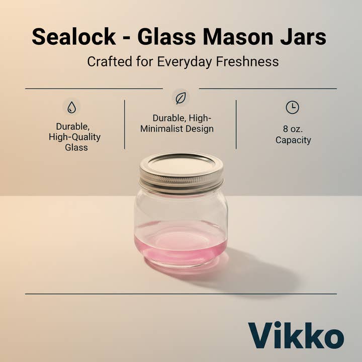 Kadra Kitchenware - Wholesale Jar - Sealock - Glass Mason Jars , 8 oz.3