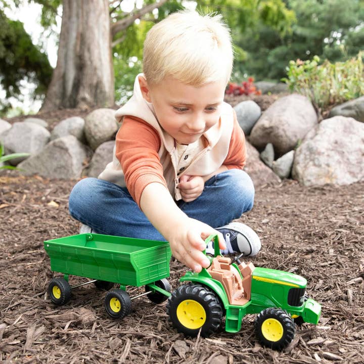 TOMY - Wholesale Toy Car/Truck - Kids - TOMY John Deere Kids Tractor Wagon Set - 8 Inch