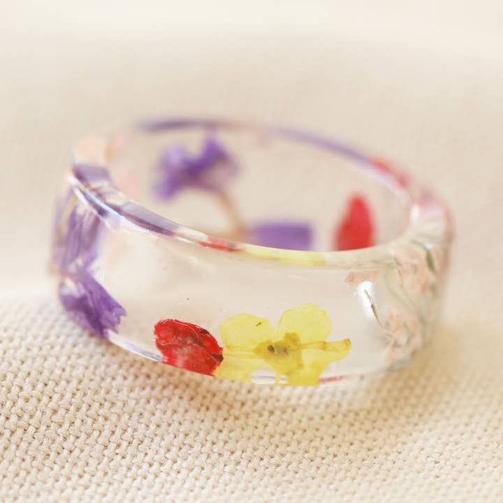 Bright Dried Flower Resin Ring - M/L for wholesale by Lisa Angel