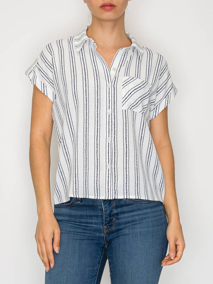 Blusa de manga corta para venta al por mayor de DNA Couture