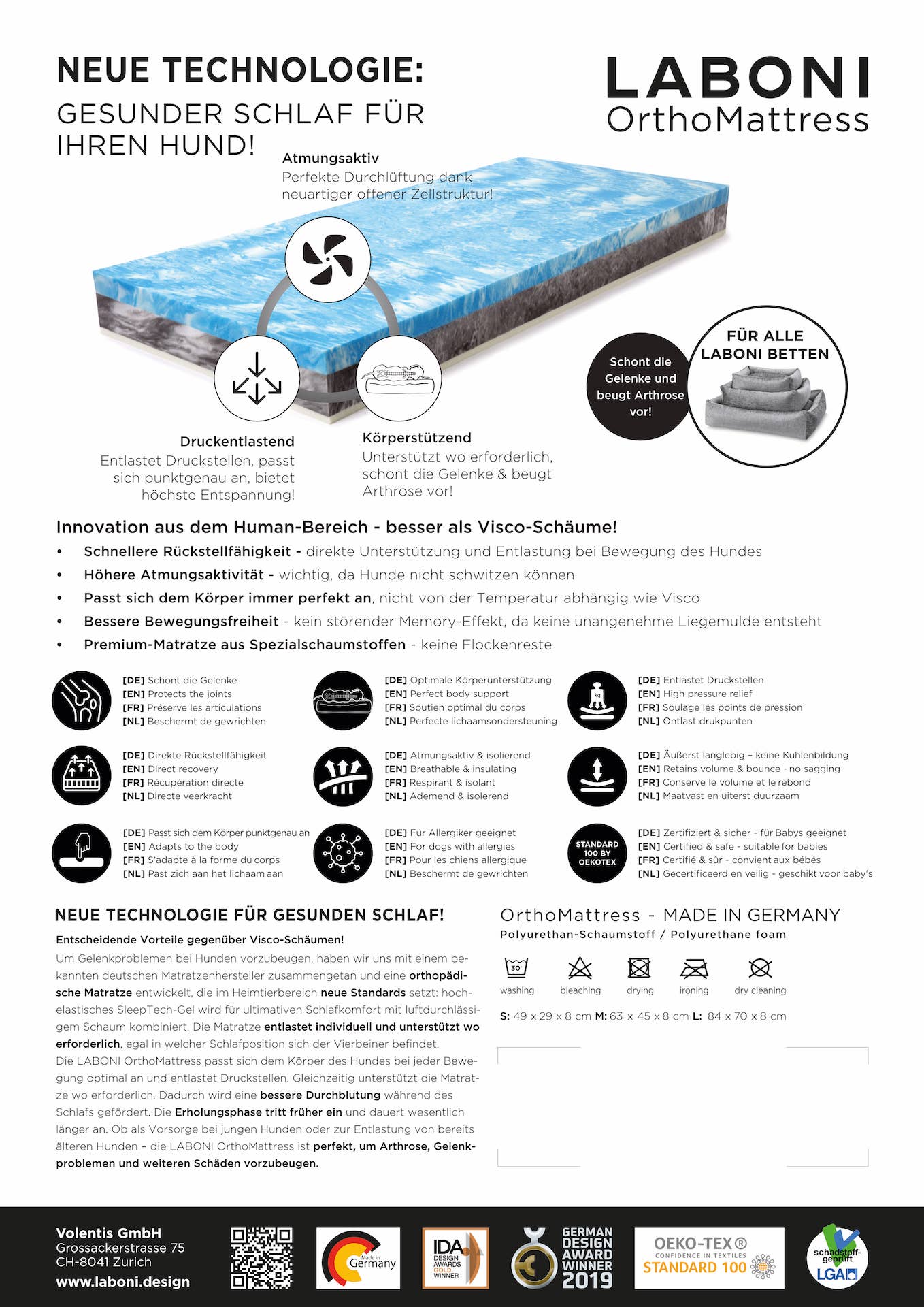 LABONI - Volentis GmbH - Wholesale Pet Bed - Dog - OrthoMattress - Premium mattress for healthy sleep2