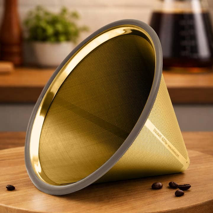 Papirløs, genanvendelig kaffefilter i rustfrit stål (guld) for engroshandel hos Ovalware