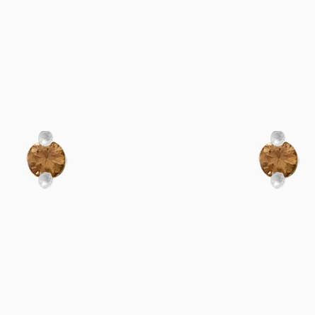 Stud earring zirconia champagne silver for wholesale by My Treasure Hunts