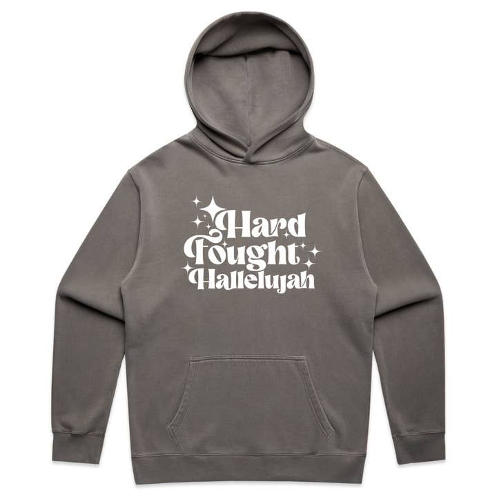 Hard Fought Hallelujah Retro Text Graphic with Christian Message – Faded Hoodie for wholesale by OSME