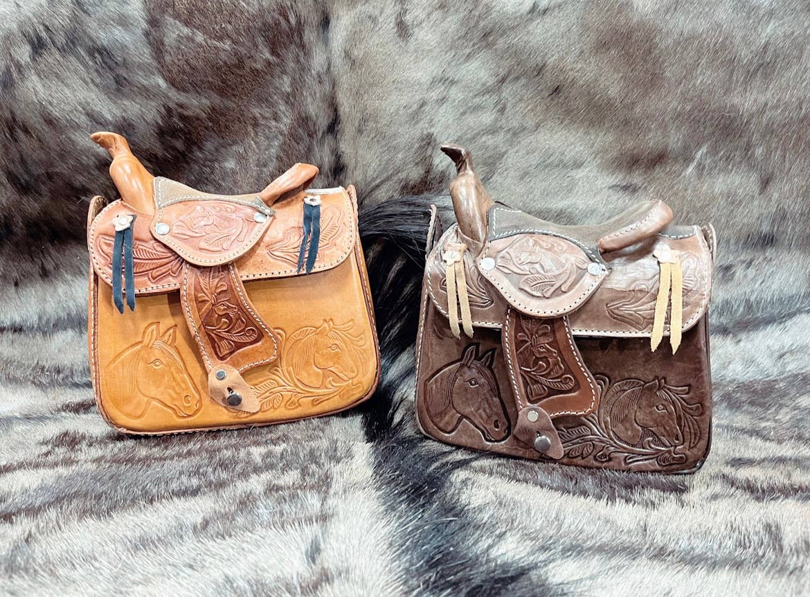 Mini Saddle Tooled Leather Western Purse – High Desert