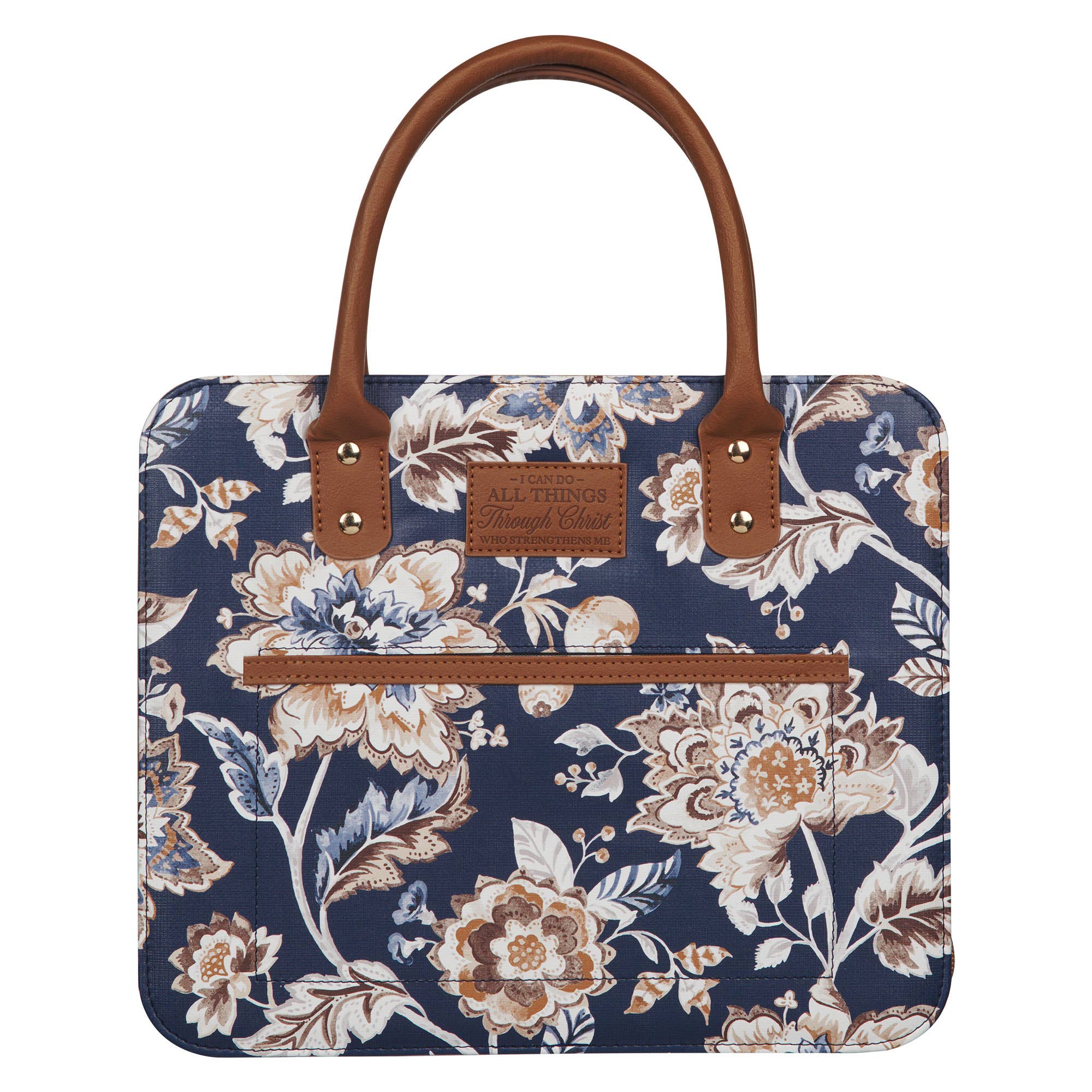 Christian Art Gifts - Vente Couvertures pour bible - Couverture de Bible Fashion Navy/Brown All Things Phil. 4:130