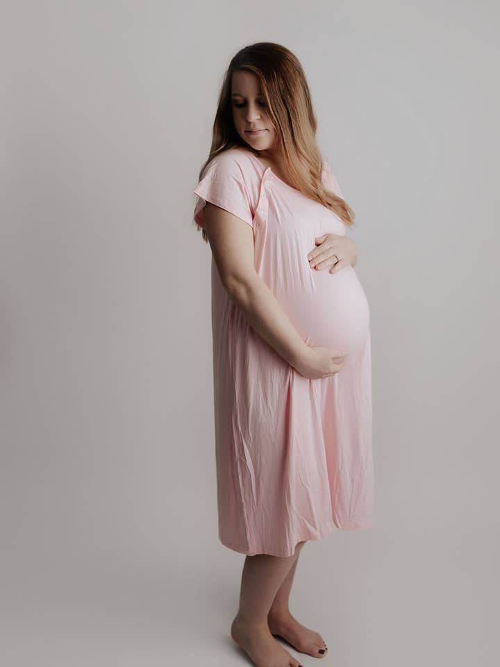 Three Little Tots - Wholesale Dress - Maternity - Light Pink Mommy Labor and Delivery/ Nursing Gown4