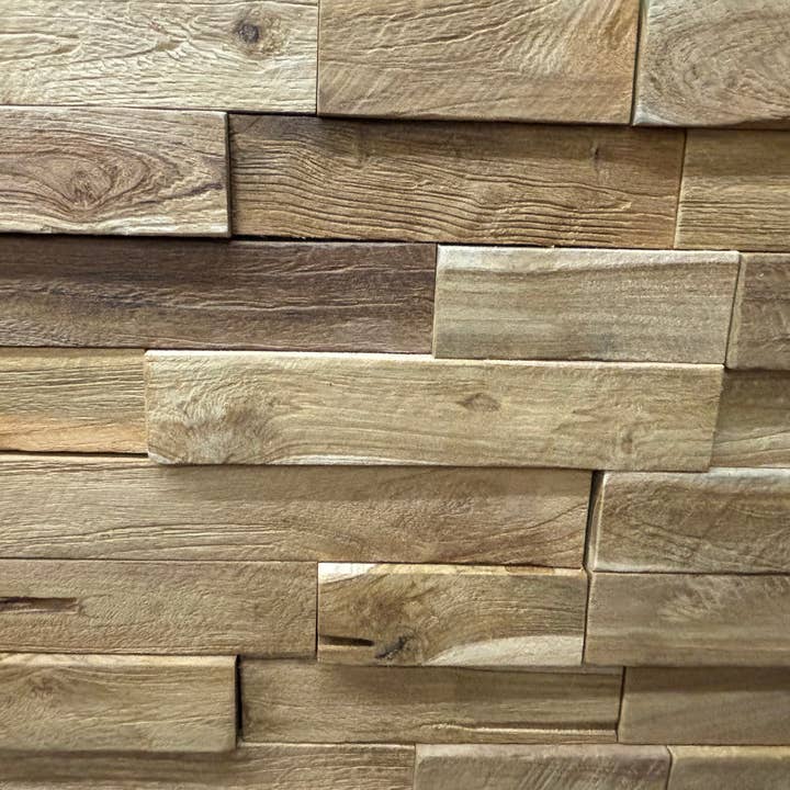 Asia West - Vente Décoration murale - Panneaux de Revêtement Mural en Bois de Teck (lot de 10)5