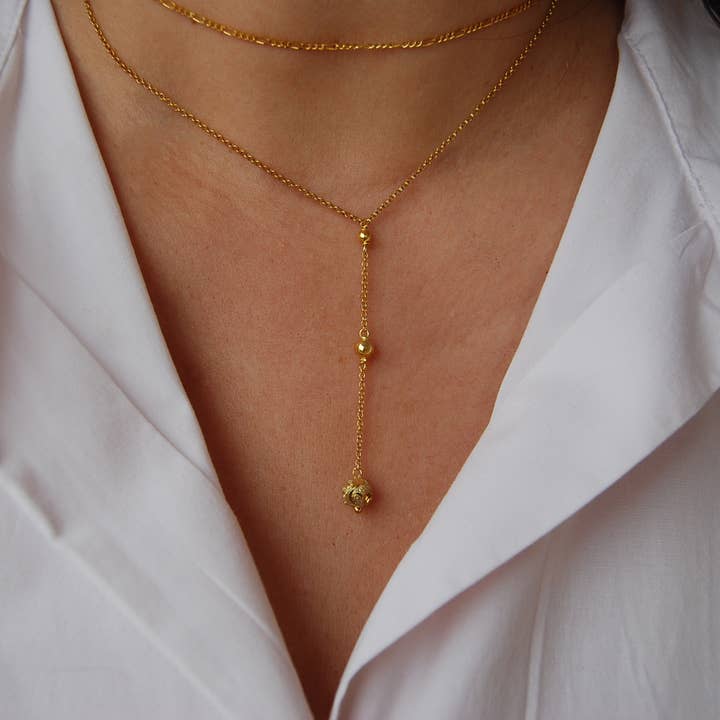 Silver 925 necklace, long layered necklace, ball necklace. for wholesale by Yneda Jewels