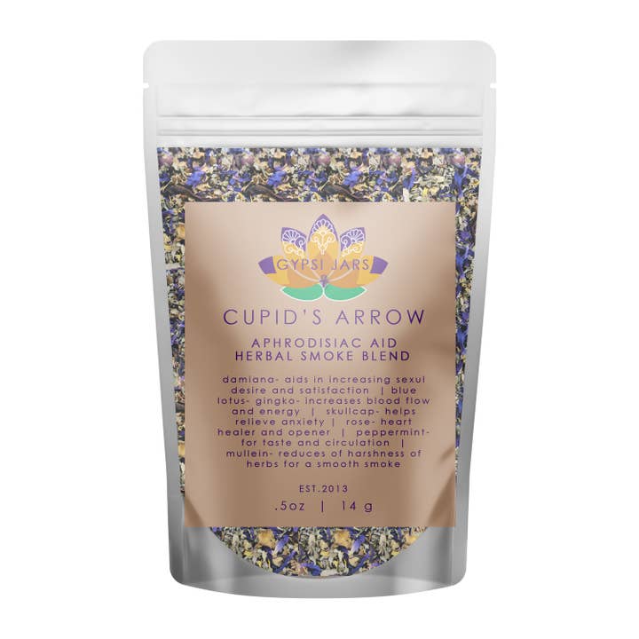 Cupid's Arrow Herbal Smoke Blend for wholesale by Gypsi Jars Skincare + Alchemy
