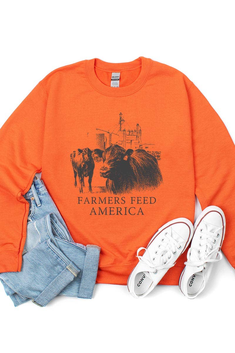 COLORBEAR - Wholesale Graphic Sweatshirt - Women's - FARMERS FEED AMERICA,COWS UNISEX FLEECE SWEATSHIRT,GRAPHIC1