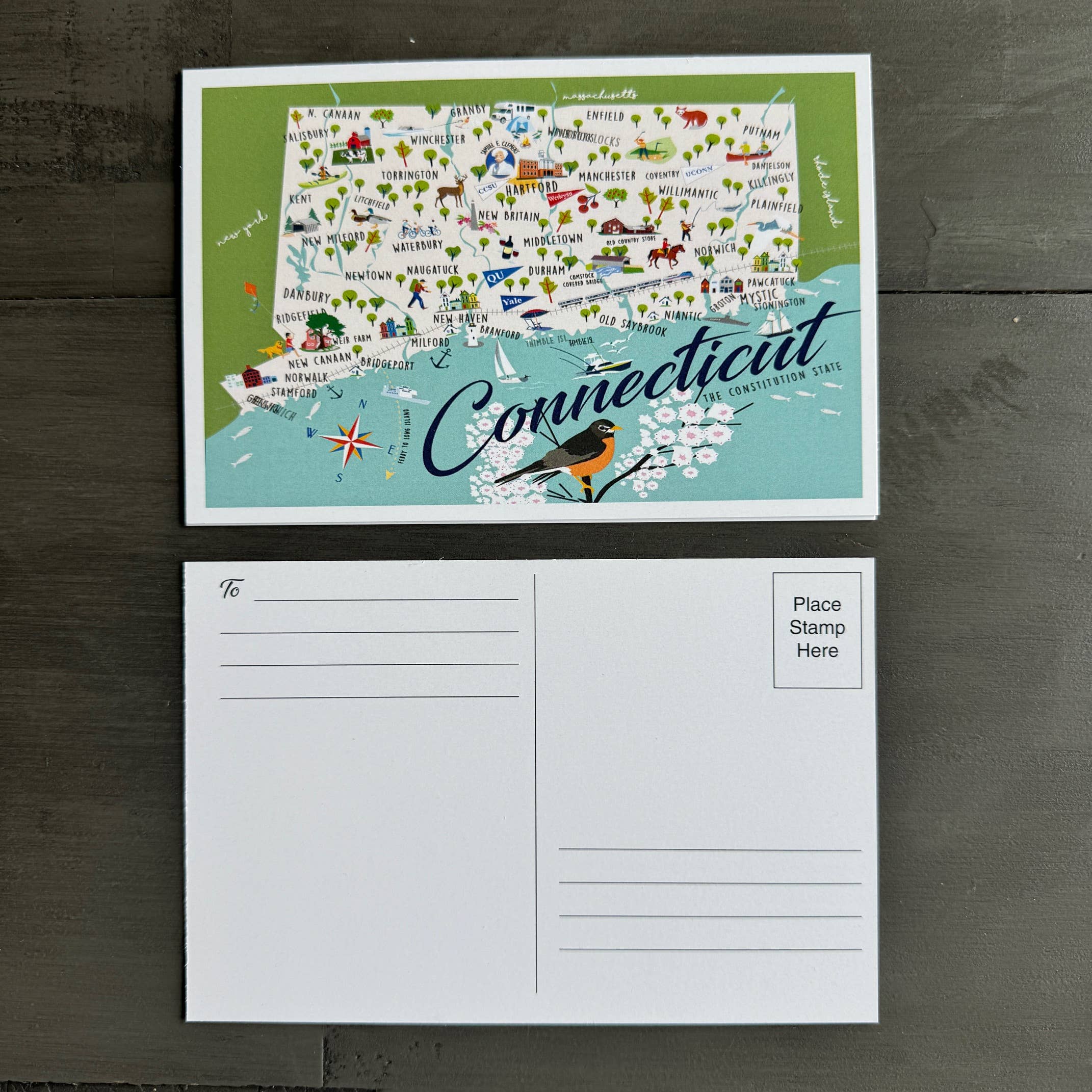 Galleyware - Wholesale Postcard - Connecticut 4" x 6" Postcard1