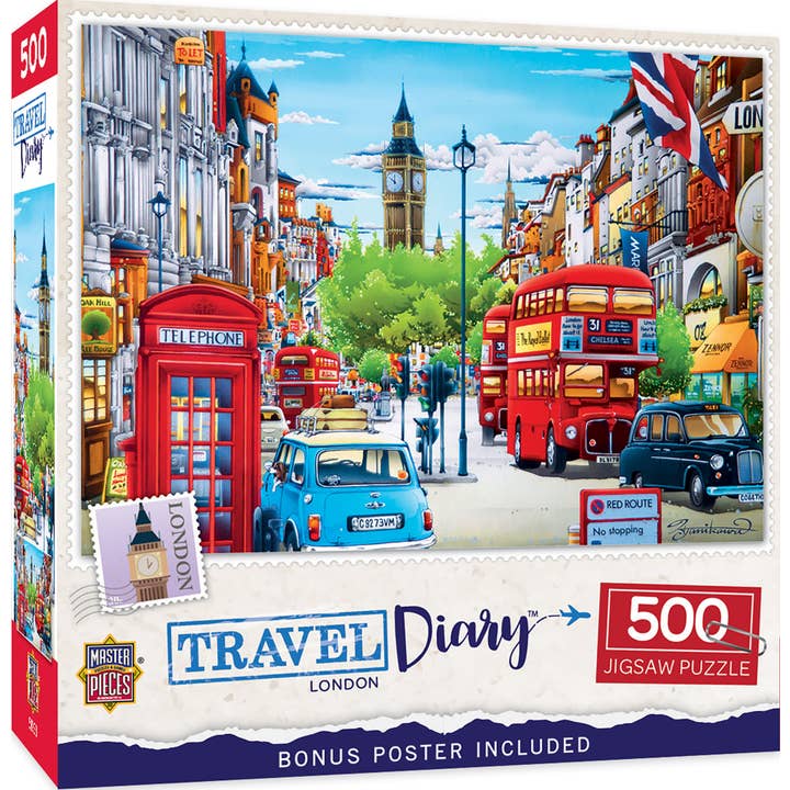 Travel Diary - London 500 Piece Puzzle for wholesale by Masterpieces Puzzles