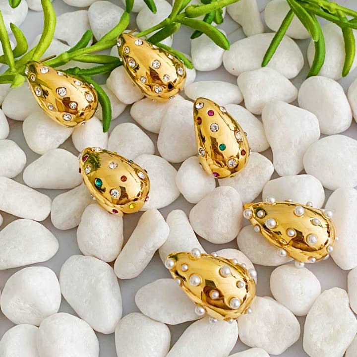 Ellison+Young - Wholesale Stud/Post Earrings - So Chic Jeweled Teardrop Earrings