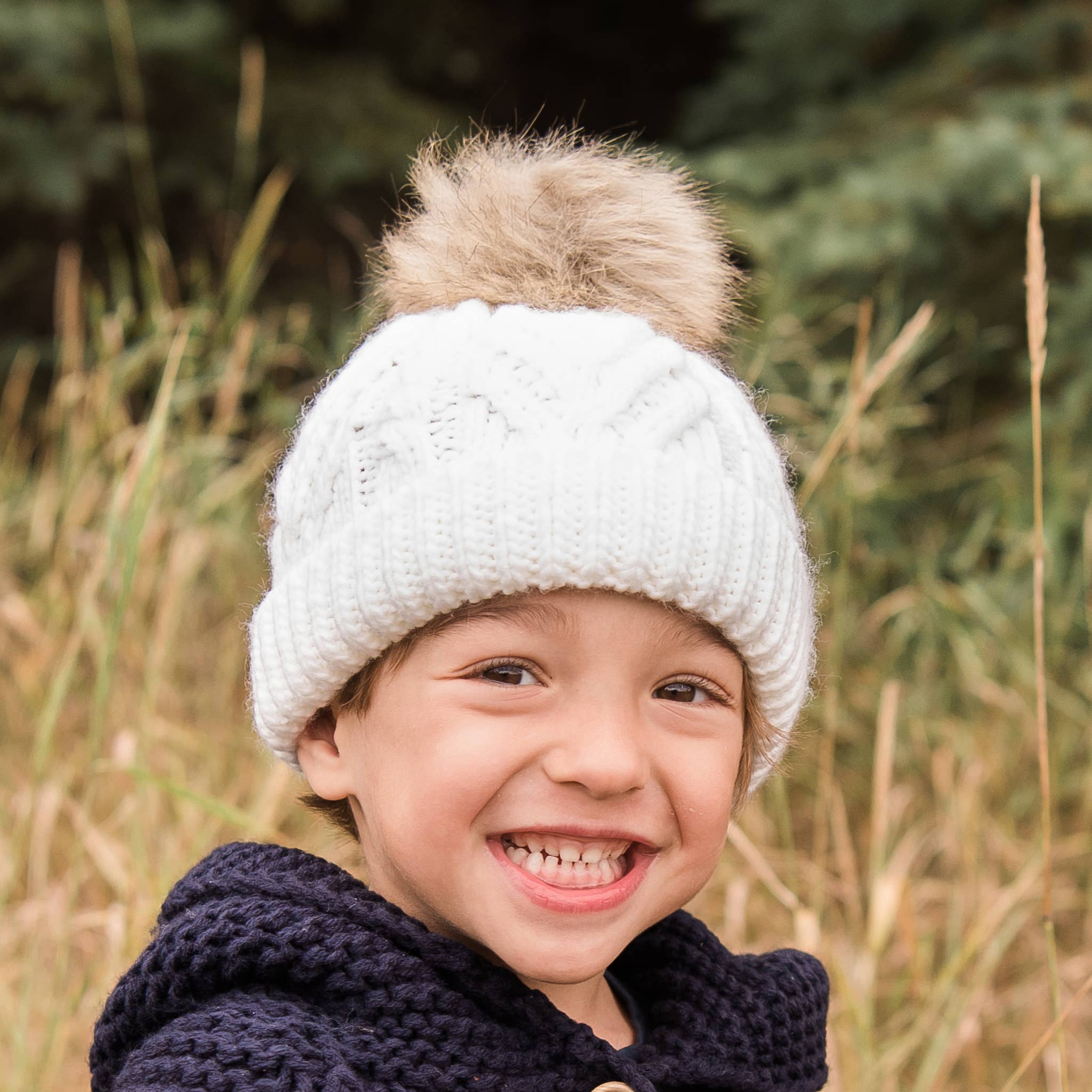 Huggalugs - Wholesale Beanie - Kids - Winter White Pop Pom Pom Beanie Hat Baby & Kids4